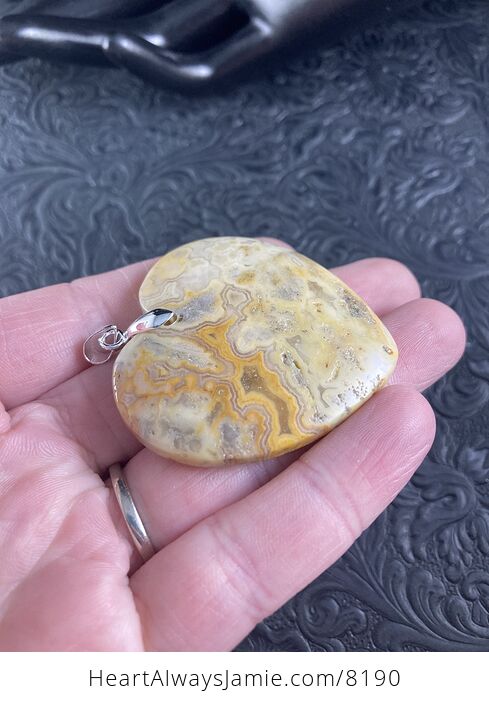 Heart Shaped Yellow and Orange Crazy Lace Agate Stone Jewelry Pendant - #Iryt1mZ5OmQ-4