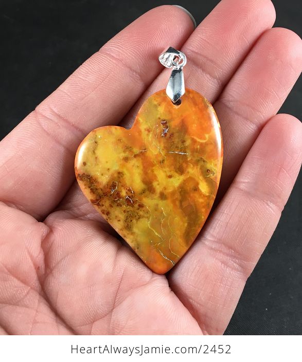 Heart Shaped Yellow and Orange Turquoise Stone Pendant - #YOJlPJlxlpg-1