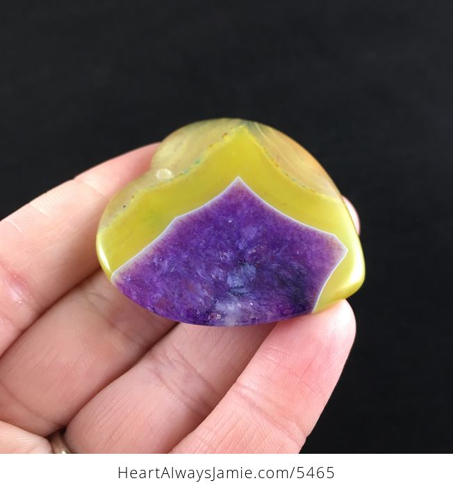 Heart Shaped Yellow and Purple Drusy Stone Jewelry Pendant - #QRCTEt3PbW0-4