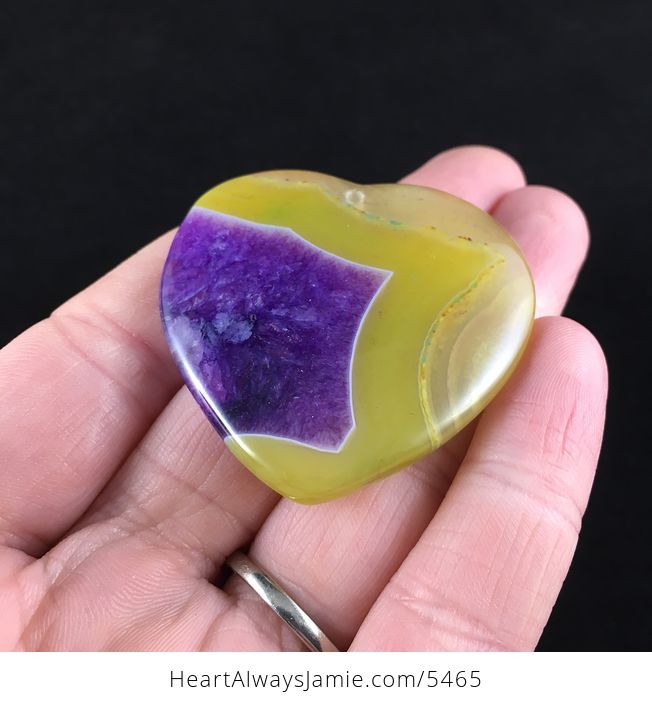 Heart Shaped Yellow and Purple Drusy Stone Jewelry Pendant - #QRCTEt3PbW0-2