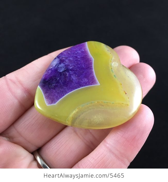 Heart Shaped Yellow and Purple Drusy Stone Jewelry Pendant - #QRCTEt3PbW0-3