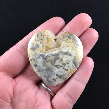 Heart Shaped Yellow Australian Crazy Lace Agate Stone Jewelry Pendant #p3T9JmnFggg