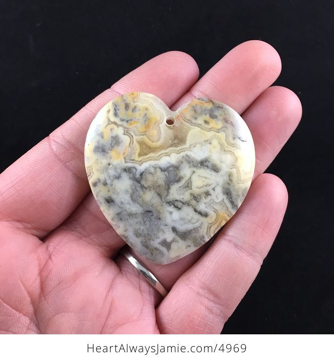 Heart Shaped Yellow Australian Crazy Lace Agate Stone Jewelry Pendant - #p3T9JmnFggg-1