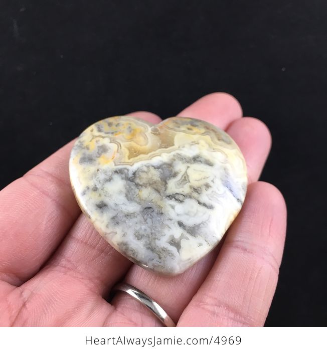 Heart Shaped Yellow Australian Crazy Lace Agate Stone Jewelry Pendant - #p3T9JmnFggg-2