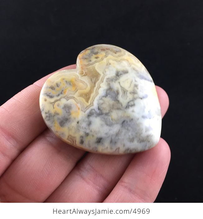 Heart Shaped Yellow Australian Crazy Lace Agate Stone Jewelry Pendant - #p3T9JmnFggg-3