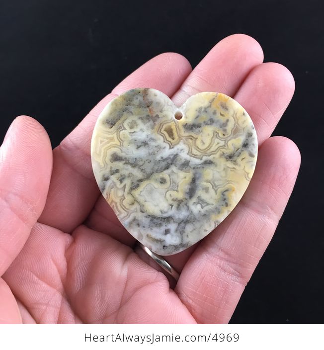 Heart Shaped Yellow Australian Crazy Lace Agate Stone Jewelry Pendant - #p3T9JmnFggg-6