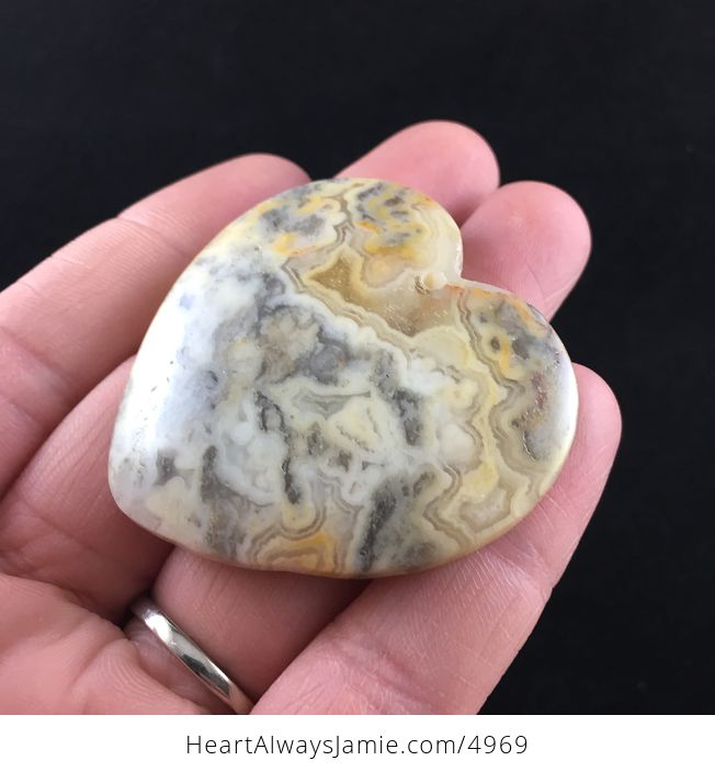 Heart Shaped Yellow Australian Crazy Lace Agate Stone Jewelry Pendant - #p3T9JmnFggg-4