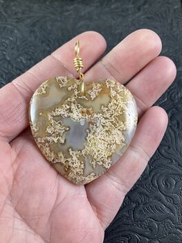 Heart Shaped Yellow Orange Agate Stone Jewelry Pendant #XuSNSQC4GmA