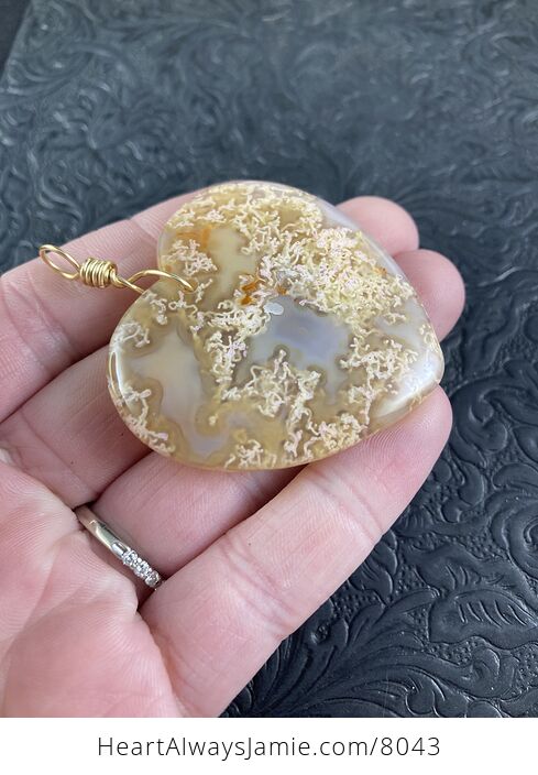 Heart Shaped Yellow Orange Agate Stone Jewelry Pendant - #XuSNSQC4GmA-3