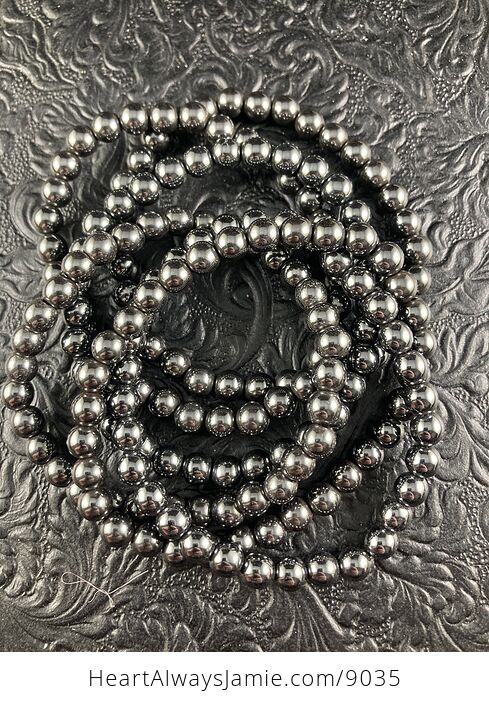Hematite 6mm Natural Gemstone Jewelry Bracelet - #LJ4XqWFecv0-2