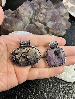 His and Hers Set of Charoite Crystal Stone Jewelry Pendants #spAEqKJbwqI