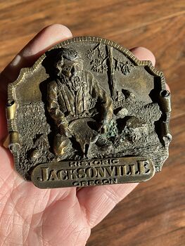 Historic Jacksonville Oregon Gold Panning at Rich Gulch 1980 Limited Edition Siskiyou Leather and Buckle Company Belt Buckle #CK11J2GBnGI