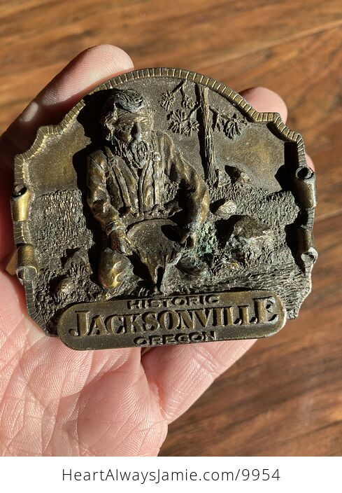 Historic Jacksonville Oregon Gold Panning at Rich Gulch 1980 Limited Edition Siskiyou Leather and Buckle Company Belt Buckle - #CK11J2GBnGI-1