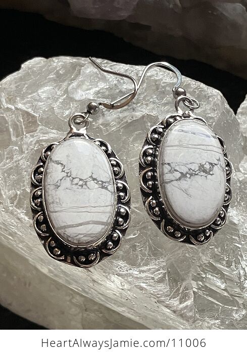 Howlite Stone Earrings Crystal Jewelry - #o5aK7Krsa7g-1