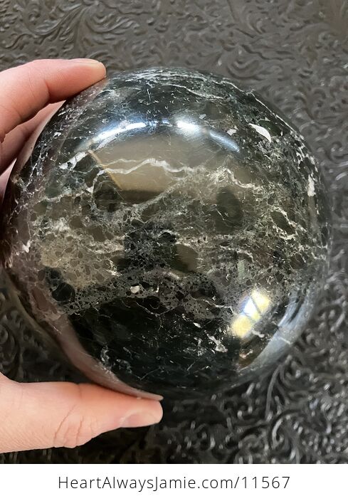 Huge Dark Green Marble Stone Crystal Sphere - #40cJH9MJWdA-10