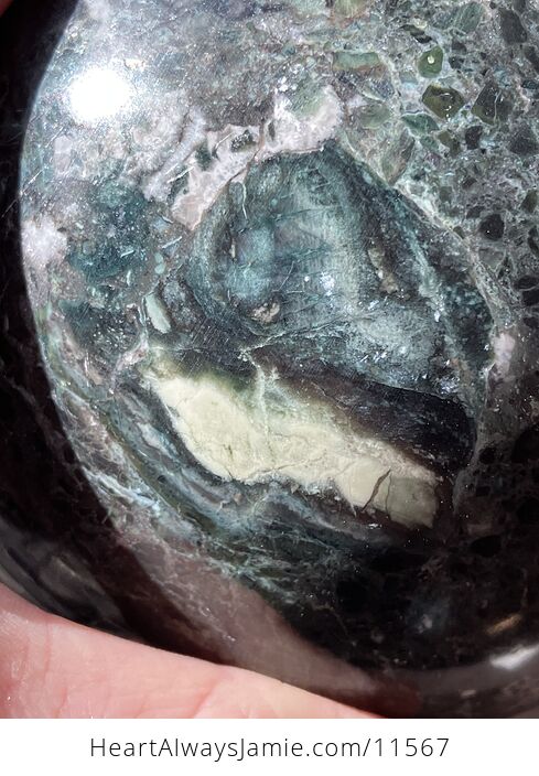 Huge Dark Green Marble Stone Crystal Sphere - #40cJH9MJWdA-2