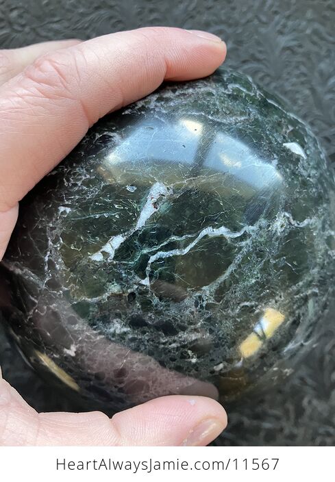 Huge Dark Green Marble Stone Crystal Sphere - #40cJH9MJWdA-11