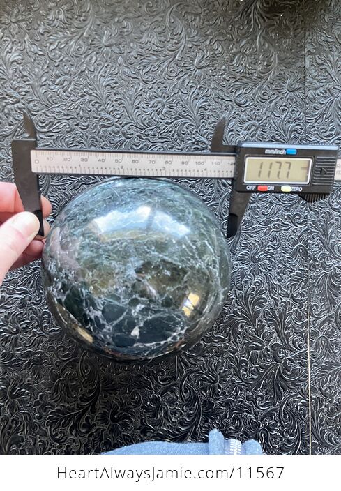 Huge Dark Green Marble Stone Crystal Sphere - #40cJH9MJWdA-12