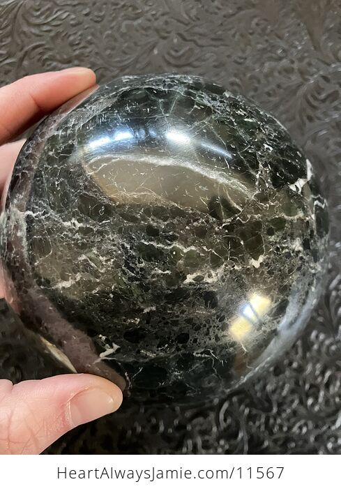 Huge Dark Green Marble Stone Crystal Sphere - #40cJH9MJWdA-9