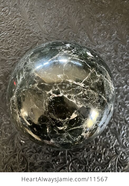 Huge Dark Green Marble Stone Crystal Sphere - #40cJH9MJWdA-5