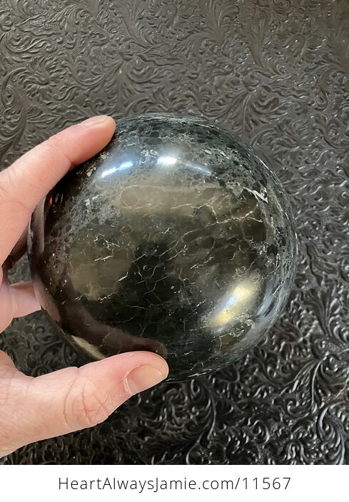 Huge Dark Green Marble Stone Crystal Sphere - #40cJH9MJWdA-7