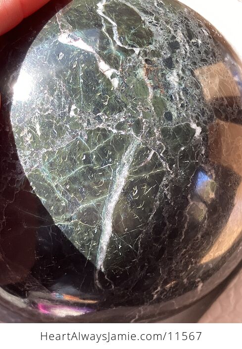 Huge Dark Green Marble Stone Crystal Sphere - #40cJH9MJWdA-1