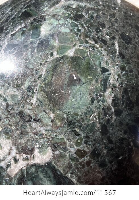Huge Dark Green Marble Stone Crystal Sphere - #40cJH9MJWdA-3