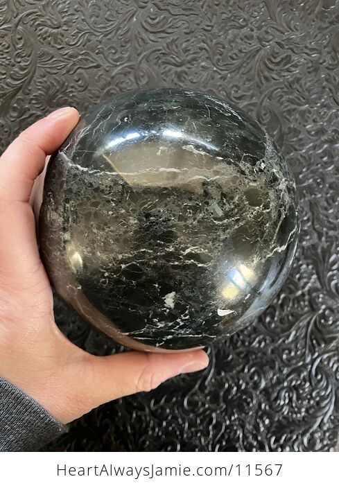 Huge Dark Green Marble Stone Crystal Sphere - #40cJH9MJWdA-6