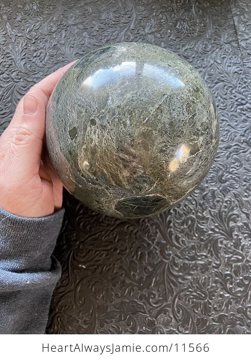 Huge Green Marble Stone Crystal Sphere - #3DaNBbH8mxE-3