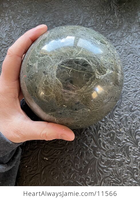 Huge Green Marble Stone Crystal Sphere - #3DaNBbH8mxE-2