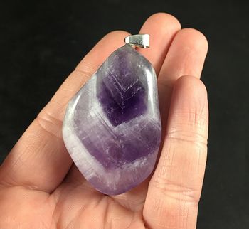 Huge Purple and White Chevron Amethyst Stone Pendant #4aX2xkhyZ8E