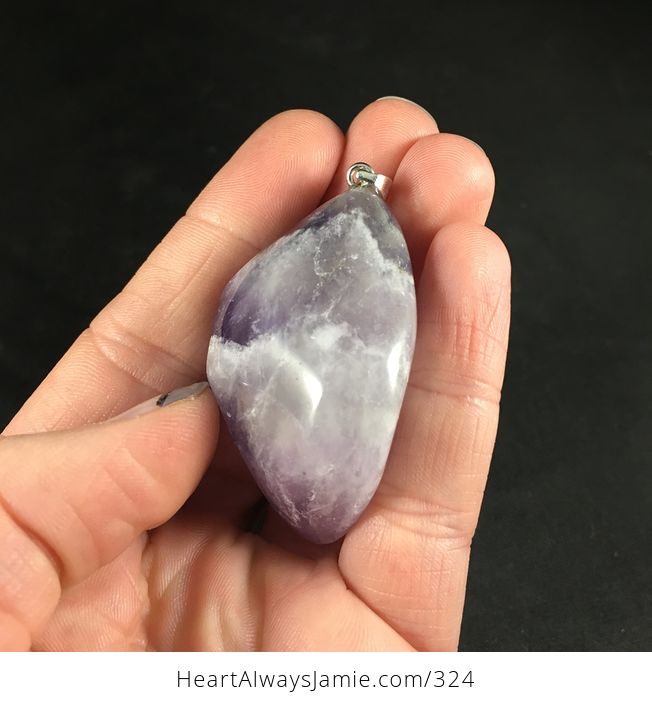 Huge Purple and White Chevron Amethyst Stone Pendant Necklace - #4aX2xkhyZ8E-3