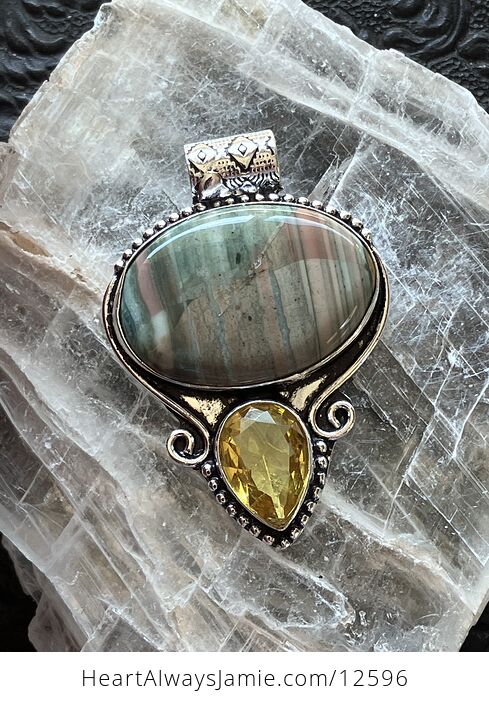 Imperial Jasper and Citrine Crystal Stone Jewelry Pendant Discounted - #duDeuqogjv0-1