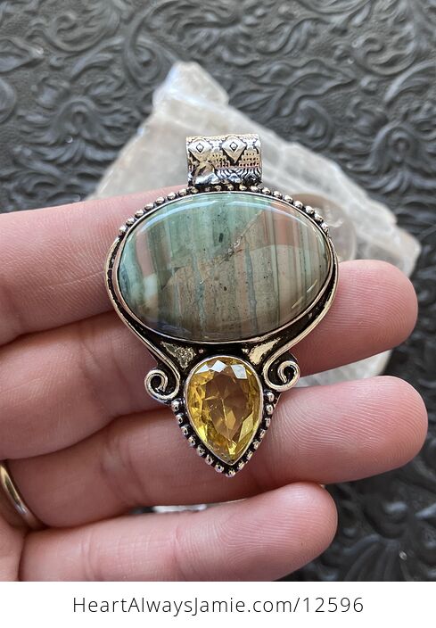 Imperial Jasper and Citrine Crystal Stone Jewelry Pendant Discounted - #duDeuqogjv0-3