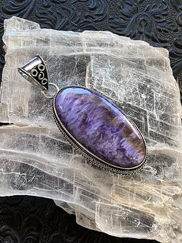 Incredibly Chatoyant Purple Charoite Crystal Stone Jewelry Pendant #tM9j3BfEIoQ