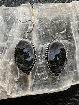 Indigo Gabbro Mystic Merlinite Crystal Stone Jewelry Earrings #NnYt7djM0Bw
