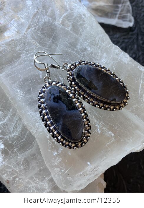 Indigo Gabbro Mystic Merlinite Crystal Stone Jewelry Earrings - #B9HFS62Te5Q-4