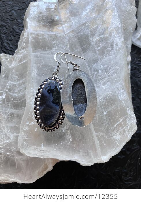 Indigo Gabbro Mystic Merlinite Crystal Stone Jewelry Earrings - #B9HFS62Te5Q-2