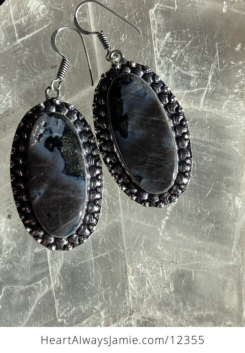 Indigo Gabbro Mystic Merlinite Crystal Stone Jewelry Earrings - #B9HFS62Te5Q-6