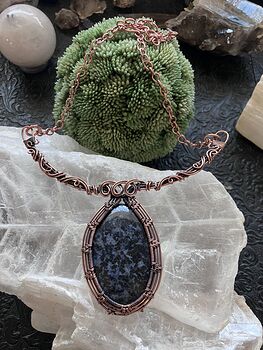 Indigo Gabbro Mystic Merlinite Gemstone Crystal Wire Wrapped Jewelry Necklace #y1HAS1oq8RE
