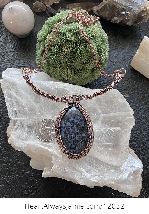 Indigo Gabbro Mystic Merlinite Gemstone Crystal Wire Wrapped Jewelry Necklace - #y1HAS1oq8RE-10