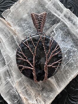 Indigo Gabbro Mystic Merlinite Wire Wrapped Tree of Life Gemstone Crystal Jewelry Pendant #bh0CQnr3G4U