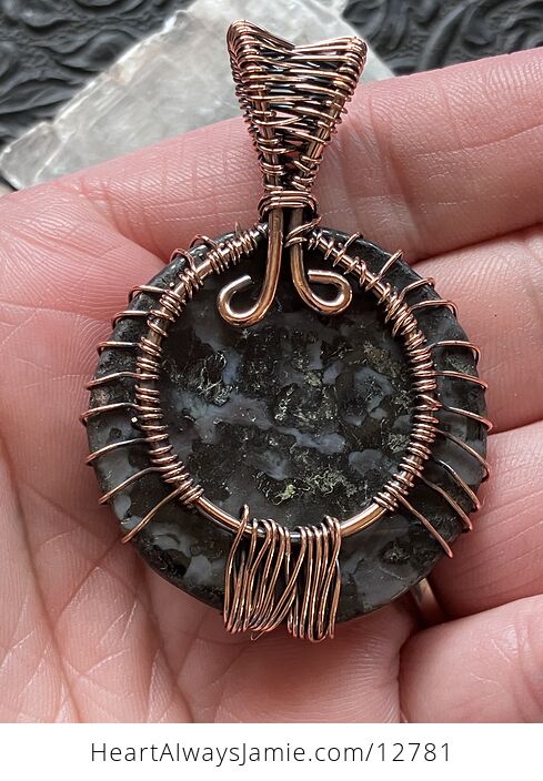 Indigo Gabbro Mystic Merlinite Wire Wrapped Tree of Life Gemstone Crystal Jewelry Pendant - #bh0CQnr3G4U-5