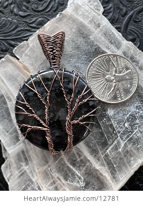 Indigo Gabbro Mystic Merlinite Wire Wrapped Tree of Life Gemstone Crystal Jewelry Pendant - #bh0CQnr3G4U-6