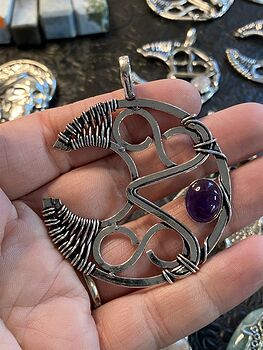 Infinity Crescent Moon Amethyst Stone Crystal Jewelry Pendant #r1ieDoTAYqM