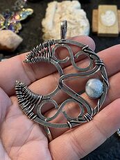 Infinity Crescent Moon Blue Larimar Pectolite Stone Crystal Jewelry Pendant #zcKHhYAIdNc
