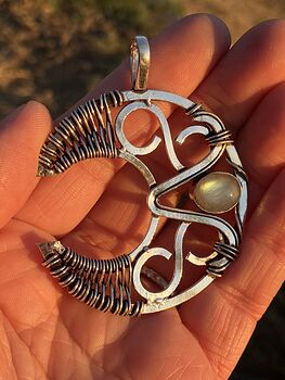 Infinity Crescent Moon Labradorite Stone Crystal Jewelry Pendant #ZJF1FiWjW9E
