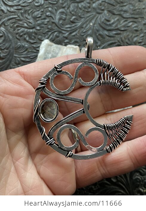 Infinity Crescent Moon Labradorite Stone Crystal Jewelry Pendant - #ENCYhBohvEo-7