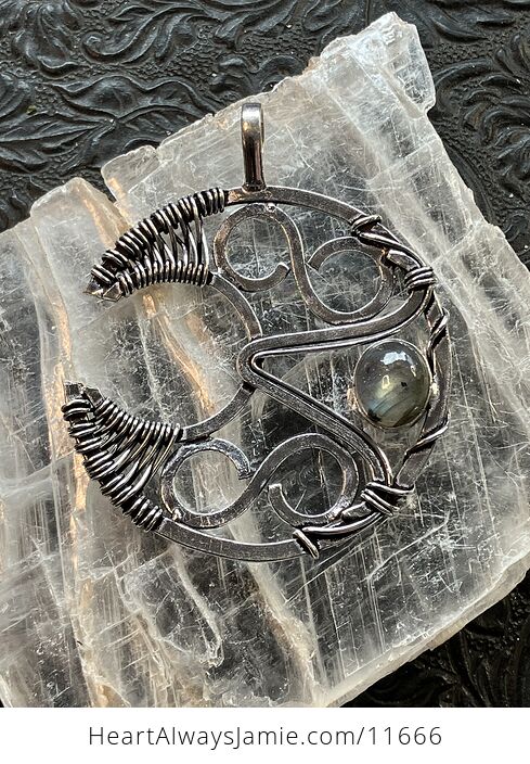 Infinity Crescent Moon Labradorite Stone Crystal Jewelry Pendant - #ENCYhBohvEo-1