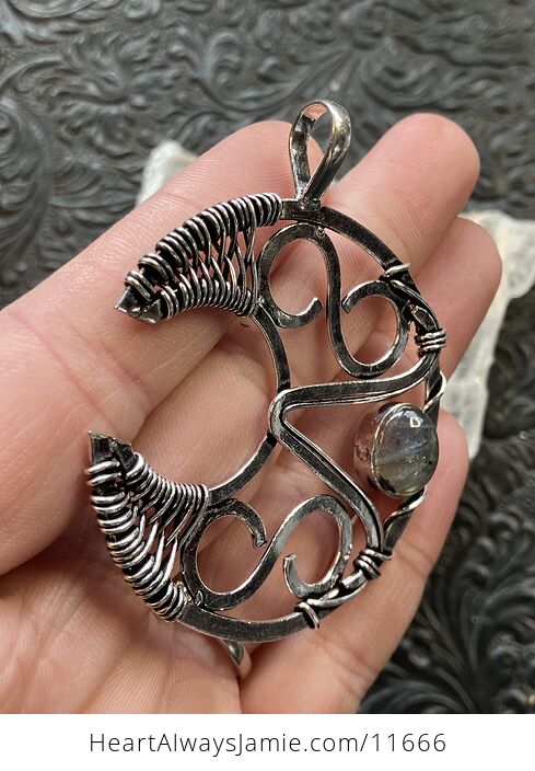 Infinity Crescent Moon Labradorite Stone Crystal Jewelry Pendant - #ENCYhBohvEo-6